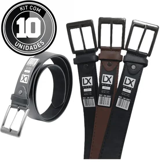 Kit 10 peças sortido cinto masculino social preto ou marrom  adulto couro sintético casamento