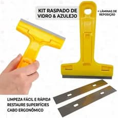 Estilete Raspador Com 2 Lâminas Plano Tinta Piso Vidro Cerâmica Rejunte Adesivo Multiuso