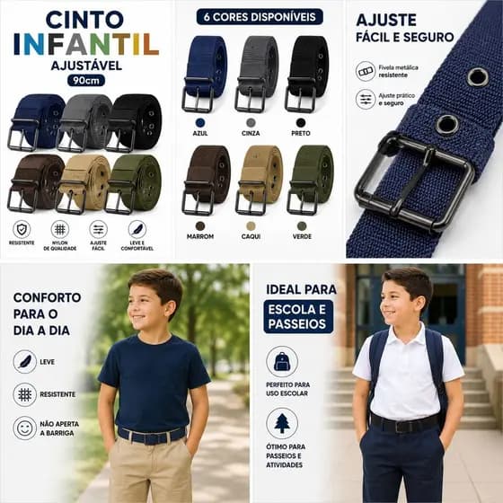 Cinto de lona infantil simples de nylon calças de cowboy