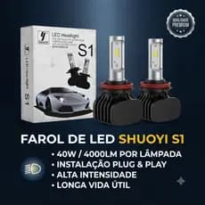 Lâmpada LED H11 S1 40W 4000LM Super Branca Farol Automotivo Kit Par Luz Alta Baixa Plug and Play