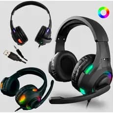Fone de Ouvido Com fio Headset Gamer para PC Fone Gamer com Microfone Led Rgb PC USB Vídeogame