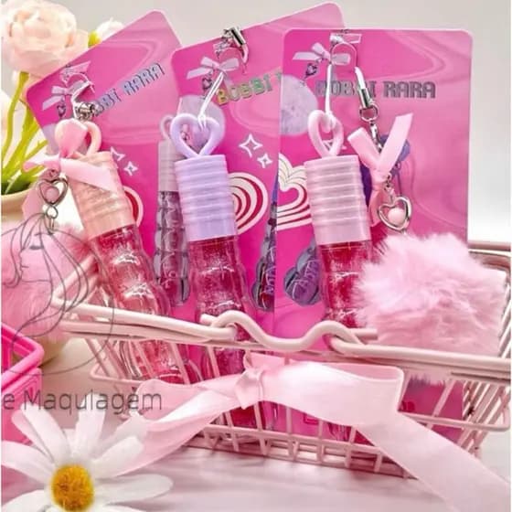Gloss Lip Oil Shiny com Chaveiro Pompom Bobbi Rara - Gloss à prova d'água