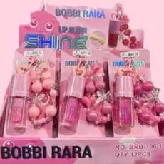 Box Fechado c/ 12unidades Lip Gloss Shine Briho Laibal com Pulseira Chaveiro Bobbi Rara a Prova d'agua