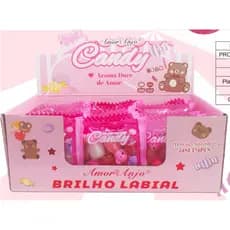 Box Fechado c/ 24 unidades Candy Brilho Labial Uma Cada Sacola com 6pcs mini ursinho lip gloss brilho labial