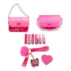 Kit Maquiagem Estojo Amor Anjo Com Lip Gloss, Lip Oil e Acessórios, Presente do Dias de Crianças