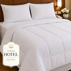 Roupa Cama Hotel Lençol para Hotelaria com Edredom Linha Profissional 200 Fios Branco Casal Solteiro
