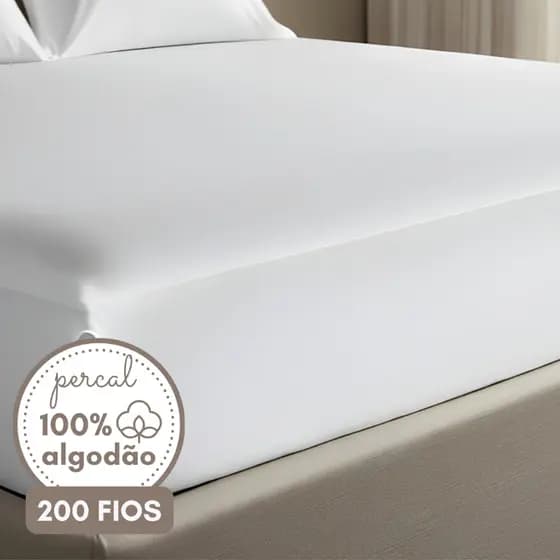 Lençol Elástico Queen 100% Algodão 200 Fios Minimaslista Toque Macio Cores Clean Suave