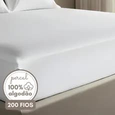Lençol Elástico Queen 100% Algodão 200 Fios Minimaslista Toque Macio Cores Clean Suave
