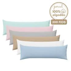 Fronha para Travesseiro de Corpo 100% Algodão Percal 200 Fios Macio Cor Suave Conforto Minimalista