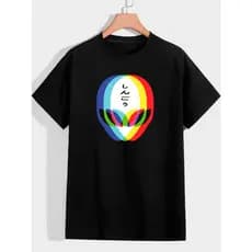 Camiseta Oversized Manga Curta T-Shit Estampa Olografica Alien Ovine 3D Blusa Tumbrl Streetwear Are