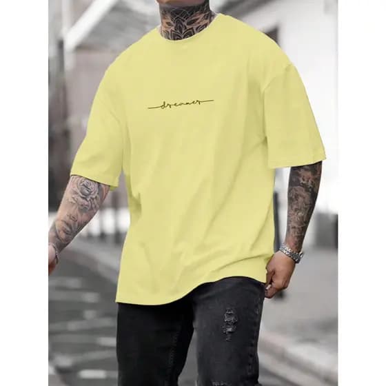 Camiseta Oversized Estampa Silk Frase Dreamer Sonho Sonhador Costas Lisa Blusa Unissex Skatista Est