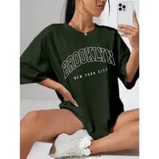 Camiseta Streetwear Feminina Estampada Brooklyn Cidade Nova York Skate T-Shirte Oversized Mulher Es