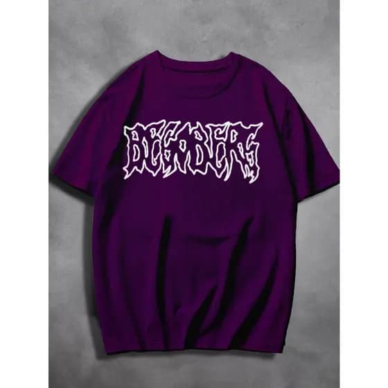Camiseta Básica Unissex Oversized Cor Roxo Forte Estampado Begobers Old School Frase Simples Bebedo