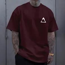 Camiseta Streetwear Cores Vinho Unissex Triangulo Bordado Veste Homem Mulher Blusa Oversized Estamp
