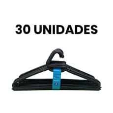 Kit 30 Unidades Cabide Adulto Reforçado Preto Organizador de Roupa