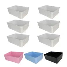 Kit 6 Cestos Organizadores Colorido Multiuso Médio Empilhável Gaveta Armário Lavanderia 19x14x6,5