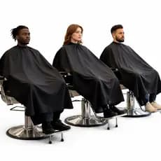Capa Barbeiro Profissional Cetim Preto Zíper Para Barbearia Salão Beleza Atacado