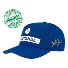 Boné Ayrton Senna assinatura escrita linha premium azul