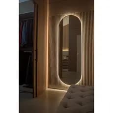 Espelho Led oval suporte grande médio corpo inteiro quarto abstrato blogueira bateria fonte