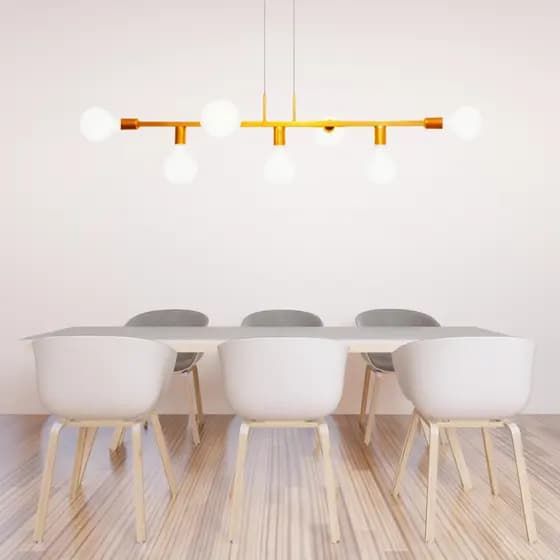 Lustre de teto Pendente Jabuticaba Rubis 7 Lâmpadas mesa de jantar e área Gourmet Cor DOURADO