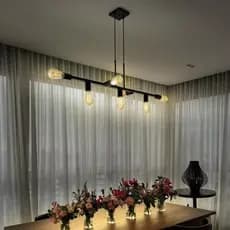 Lustre Luminária de Teto Jabuticaba Ciciliano 7 Lâmpadas p/sala de jantar, área Gourmet Cor PRETO