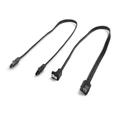Kit 2 Cabos SATA III 6 Gb/s com Trava – Conectores Reto + 90° para HD/SSD – Preto