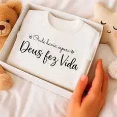 Body Bebê "Onde havia espera Deus fez vida" 100% Algodão Egípcio Frase Anuncio Gravidez