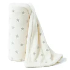 Manta de Flice Bebe Estrelinha Antialérgico Dupla Face Off-White