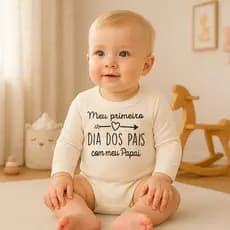 Body Bebê "Meu primeiro dia dos Pais" 100% Algodão Egípcio Comfort Off frase dia dos pais