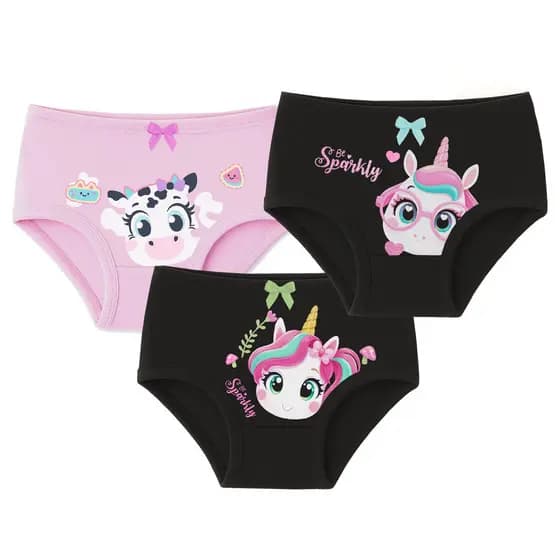 Kit com 3 Calcinhas Estampadas Cotton Comfort – Conforto de Algodão