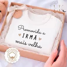 Body Bebê "Promovida a irmã mais velha" 100% Algoção fio Egípcio - irmã