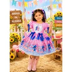 Vestido Stitch Junino Infantil Xadrez Festa Junina Quadrilha São João 1 a 12 anos