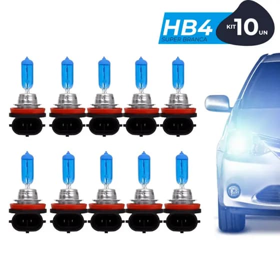 Kit 10 Lampada Super Branca Hb4 8500k 12v 51w Efeito Xenon