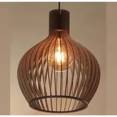 1 Luminaria Pendente Lustre Grande De Madeira Marrom Sala, Jantar Varanda - 1gmm / sf