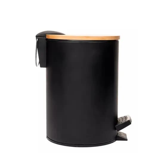 Lixeira Pedal Black - Tampa bambu 3 l