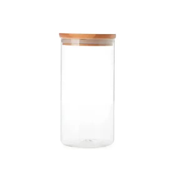 Pote de vidro Circular 600 ml - Tampa Hermético - Bambu