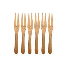 Jogo De Mini Garfos De Bambu Kit Com 6 Unidades Oikos