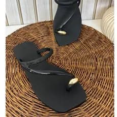 Chinelos Femininos Com Elegância e Sofisticado Variedades Conforto Sandálhias de Dedo Com Detalhe Dourado