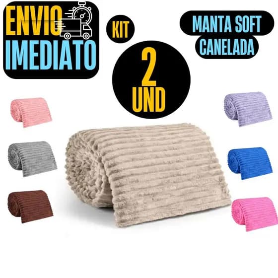 Kit Com 2 Manta Lisa Bebe Infantil Cobertor Para Bebe Antialérgico Soft Canelada 0,90 x 1m Primeira Linha GR172