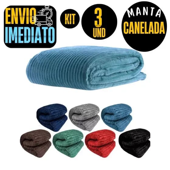 Kit 03 Manta Bebe Canelado ou Liso Cobertor Antialérgica 1,00x0,90 Soft