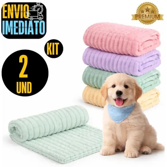 Kit 2 Mantinha Canelada Para Pet Quentinha Toque Macio Antialérgica Soft Microfibra 1,00 x 0,90