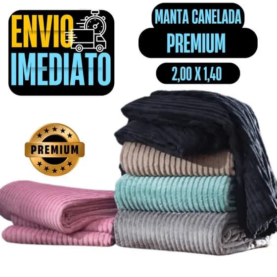 Manta Cobertor Microfibra Canelada Antialérgica Coberta Macia Riscada Quentinha 2,00x1,40MT