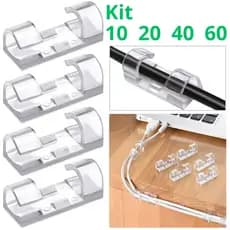 KIT Organizador de Fios e Cabos Autoadesivo Clips Fixador
