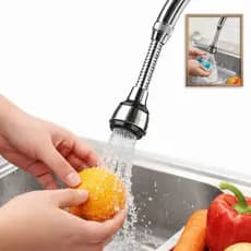 Extensor Flexível De Torneira de Agua Pia Cozinha Adaptador 15x10x4cm Giro 360° Arejador Aço Inox