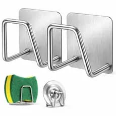 Aço Inoxidável Gancho Adesivo Multifuncional Suporte Porta Esponja para Bucha de Pia, Parede e Banheiro