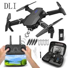 DLI Drone E88 HD com Câmera Dupla WiFi FPV e Modo Manutenção Altura Quadcopter RC Profissional