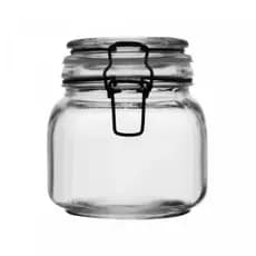 Pote Hermético de Vidro Com Silicone e Clipe em Metal Preto 850ml Pote Hermético de Vidro Com Silicone e Clipe em Metal Preto 850ml