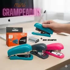 Mini Grampeador  + 1000 grampos 12 Folhas Cores JOCAR OFFICE Grampos 24/6 e 26/6