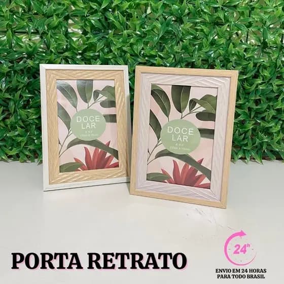 Porta-Retrato de MDF Madeira Natural  Foto 10x15 Mesa ( Doce Lar) Porta Retrato Articulado Moldura