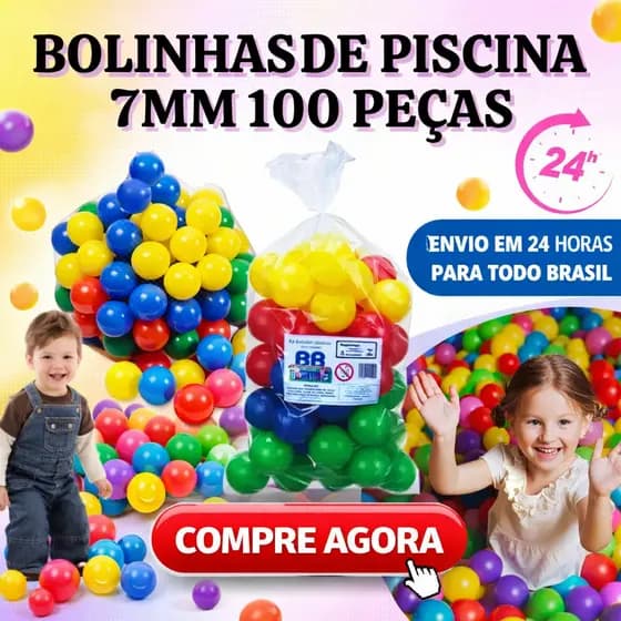 Bolinha Plástica Colorida Para Piscina De Criança 76mm 100 Unidades Infantil Diversão